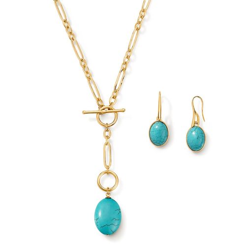 Estuche Collar + Aretes Turquoise Fantasy