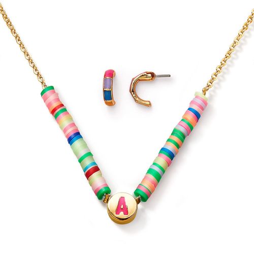 Estuche Collar + Aretes Colorful Letter A