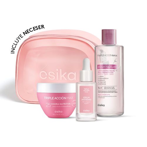 Set Antiedad: Agua Micelar + Sérum Facial + Crema de Rostro 25+ Neceser Triple Acción