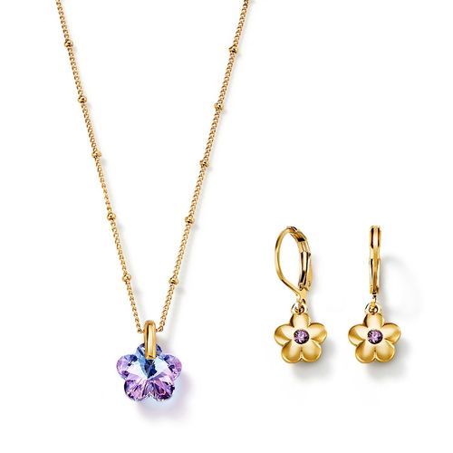 Estuche Collar + Aretes Purple Flower