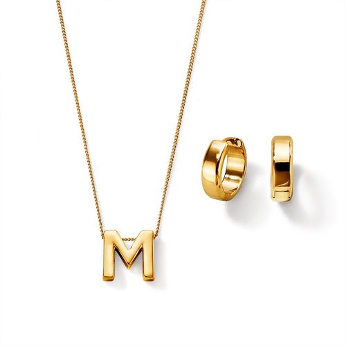 Estuche Collar + Aretes Gold Letter M